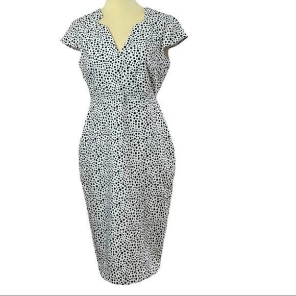 Alexia Admor Cocktail Career Dress, Black & White Polka Dots, Wedding Guest 8 - Picture 2 of 10